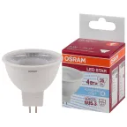 Лампа светодиодная LED 4Вт GU5.3 4000К 300лм 230V FR MR16 (замена 50Вт) OSRAM LS