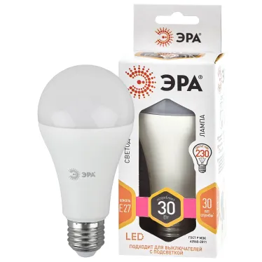 Лампа светодиодная Е27 30Вт груша теплый белый свет STD LED A65-30W-827-E27 E27 / ЭРА