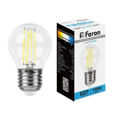 Лампа светодиодная LED 15вт Е27 дневной шар FILAMENT