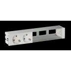 Врезной розеточный блок с крышкой, ввод щетка, 2x2P+E, 3 пустых модуля, белый, 400