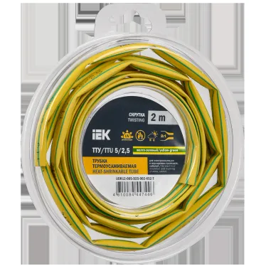 Трубка термоусадочная ТТУ нг-LS 5/2,5 желто-зеленая (2м/упак) IEK