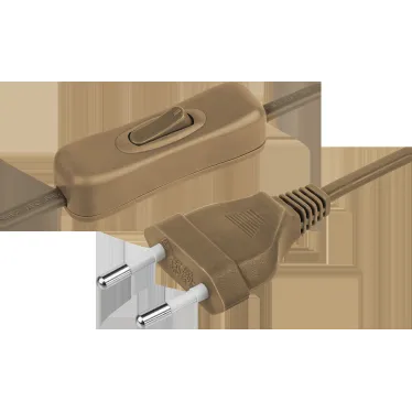 Шнур NPS-FS-170-2x0.5-BR 1.7м с выкл. корич. Navig