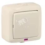                  Выключатель одноклавишный наружный с индикацией слоновая кость IP44 10А
               