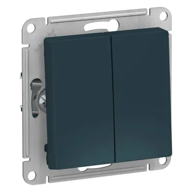 Переключатель двухклавишный ATLASDESIGN схема 6 10АХ механизм изумруд