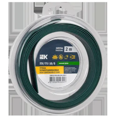 Трубка термоусадочная ТТУ нг-LS 10/5 зеленая (2м/упак) IEK