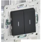 SKANDY Выключатель 2-клавишный проходной с индикацией 10А SK-V10G графит IEK