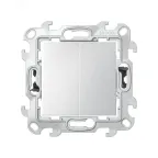 Двухклавишный выключатель 10AX 250В~ с системой Push@Go цвета алюминий S24 Harmonie