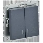 BRITE Выключатель 2-клавишный с индикацией для отелей 10А ВС10-2-9-БрМ маренго IEK