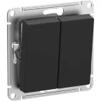 ATLASDESIGN AQUA Выключатель 2-клавишный, IP44, сх.5, 10АХ, механизм, КАРБОН