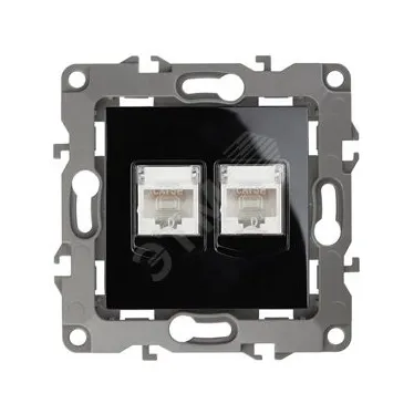 Розетка информационная двойная 2XRJ45, Эра12, чёрный, 12-3108-06