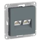                 Розетка ATLASDESIGN двойная компьютерная RJ45+RJ45 категория 5E механизм грифель
               