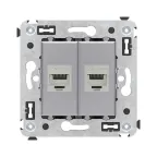                  Avanti Компьютерная розетка RJ-45 без шторки в стену, кат.5e двойная экранированная, Закаленная сталь
               