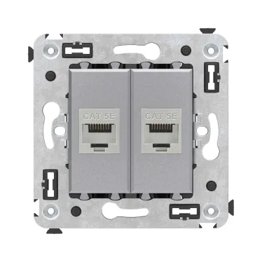 Avanti Компьютерная розетка RJ-45 без шторки в стену, кат.5e двойная экранированная, Закаленная сталь