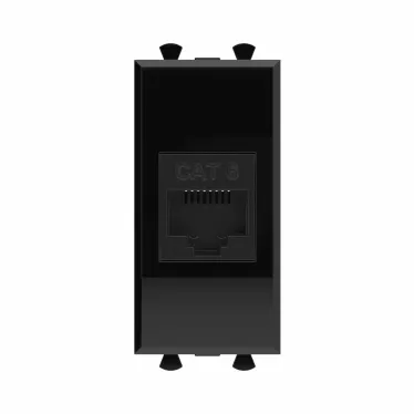 Avanti Компьютерная розетка RJ-45 без шторки модульная, кат.6, Черный квадрат, 1 модуль