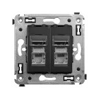 Avanti Компьютерная розетка RJ-45 в стену, кат.5e двойная экранированная,, Черный матовый