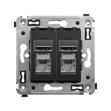 Avanti Компьютерная розетка RJ-45 в стену, кат.5e двойная экранированная,, Черный матовый