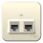 Розетка BLANCA наружная двойная компьютерная RJ45, кат.5e, с изолирующей пластиной, молочный
