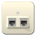                  Розетка BLANCA наружная двойная компьютерная RJ45, кат.5e, с изолирующей пластиной, молочный
               