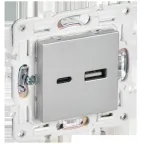 SKANDY Розетка USB A+C 18Вт SK-R13S серебряный IEK