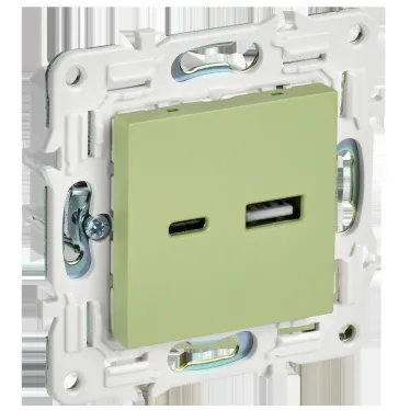 SKANDY Розетка USB A+C 3,1А SK-R14G мятный IEK