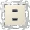 Коннектор 2хUSB, слоновая кость