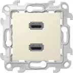 Коннектор 2хUSB, слоновая кость