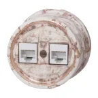                  Розетка Лизетта RJ45 информационная двойная, керамика, цвет мрамор
               