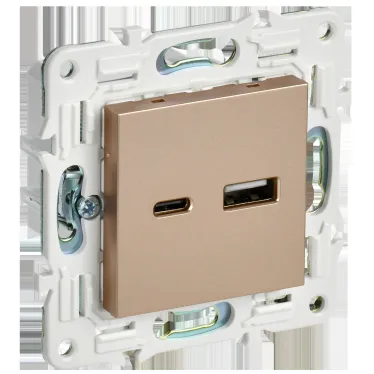 SKANDY Розетка USB A+C 18Вт SK-R13Sa песочный IEK
