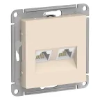                  Розетка ATLASDESIGN двойная компьютерная RJ45+RJ45 категория 5E механизм бежевый
               