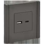 FORTE@PIANO Розетка USB A+C 18Вт FP351 серый IEK