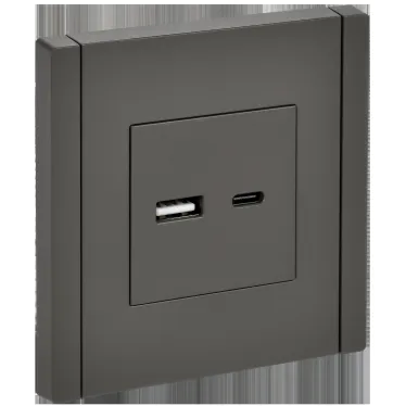 FORTE@PIANO Розетка USB A+C 18Вт FP351 серый IEK