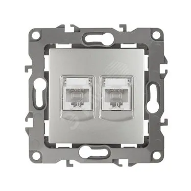 Розетка информационная двойная 2XRJ45, Эра12, алюминий, 12-3108-03