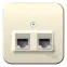 Розетка BLANCA наружная двойная компьютерная RJ45+телефонная RJ11, кат.5e, с изолирующей пластиной, молочный
