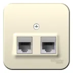 Розетка BLANCA наружная двойная компьютерная RJ45+телефонная RJ11, кат.5e, с изолирующей пластиной, молочный