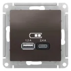                  РОЗЕТКА USB ATLASDESIGN A+С, 5В/2,4А, 2х5В/1,2А, механизм, МОККО
               
