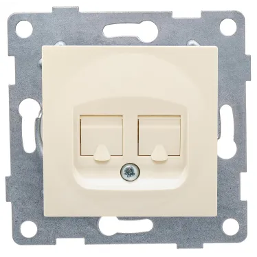 Розетка компьютерная и телефонная RJ45, RJ12 Ugra, механизм, бежевый