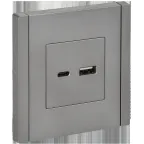 FORTE@PIANO Розетка USB A+C 18Вт FP551 сталь IEK