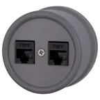                  Розетка Лизетта RJ45 информационная двойная, пластик, цвет Титан
               