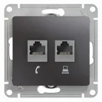                  GLOSSA розетка двойная RJ11+RJ45 кат.5E графит
               
