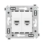 Avanti Компьютерная розетка RJ-45 без шторки в стену, кат.5е двойная, Белое облако