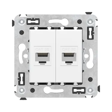 Avanti Компьютерная розетка RJ-45 без шторки в стену, кат.5е двойная, Белое облако