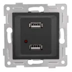 Розетка USB Ugra, механизм, графит