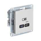                  ATLASDESIGN USB РОЗЕТКА тип-C 65W высокоскор.заряд. QC, PD, механизм, БЕЖЕВЫЙ
               