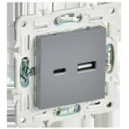 SKANDY Розетка USB A+C 3,1А SK-R14Gr серый IEK
