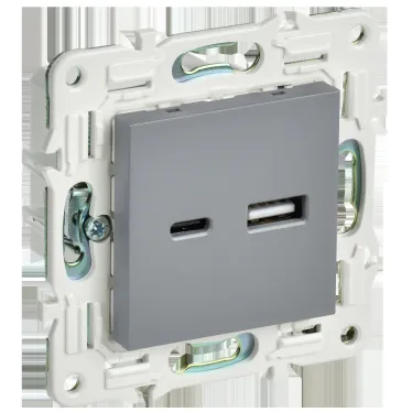 SKANDY Розетка USB A+C 3,1А SK-R14Gr серый IEK