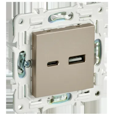 SKANDY Розетка USB A+C 3,1А SK-R14Sh шампань IEK