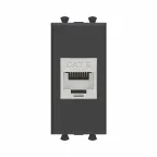 Avanti Компьютерная розетка RJ-45 без шторки модульная, кат.6 экранированная, Черный матовый, 1 модуль