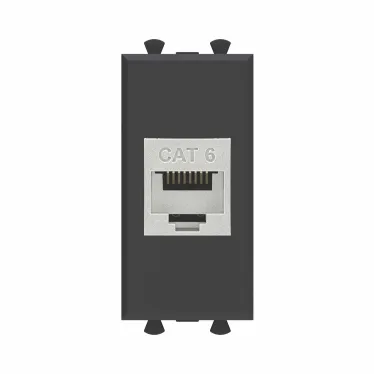 Avanti Компьютерная розетка RJ-45 без шторки модульная, кат.6 экранированная, Черный матовый, 1 модуль
