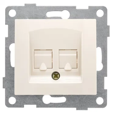 Розетка компьютерная и телефонная RJ45, RJ12 Bravo, механизм, бежевый