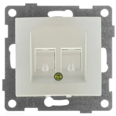 Розетка компьютерная RJ45 Bravo, механизм, одинарный, жемчуг